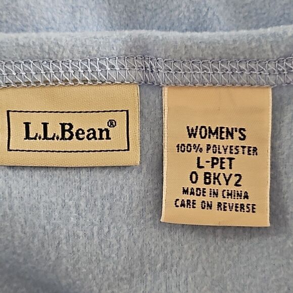L.L Bean Fleece Front Pocket Boat Neck Sweatshirt Baby Blue Cozy Size L Petite - Picture 6 of 7